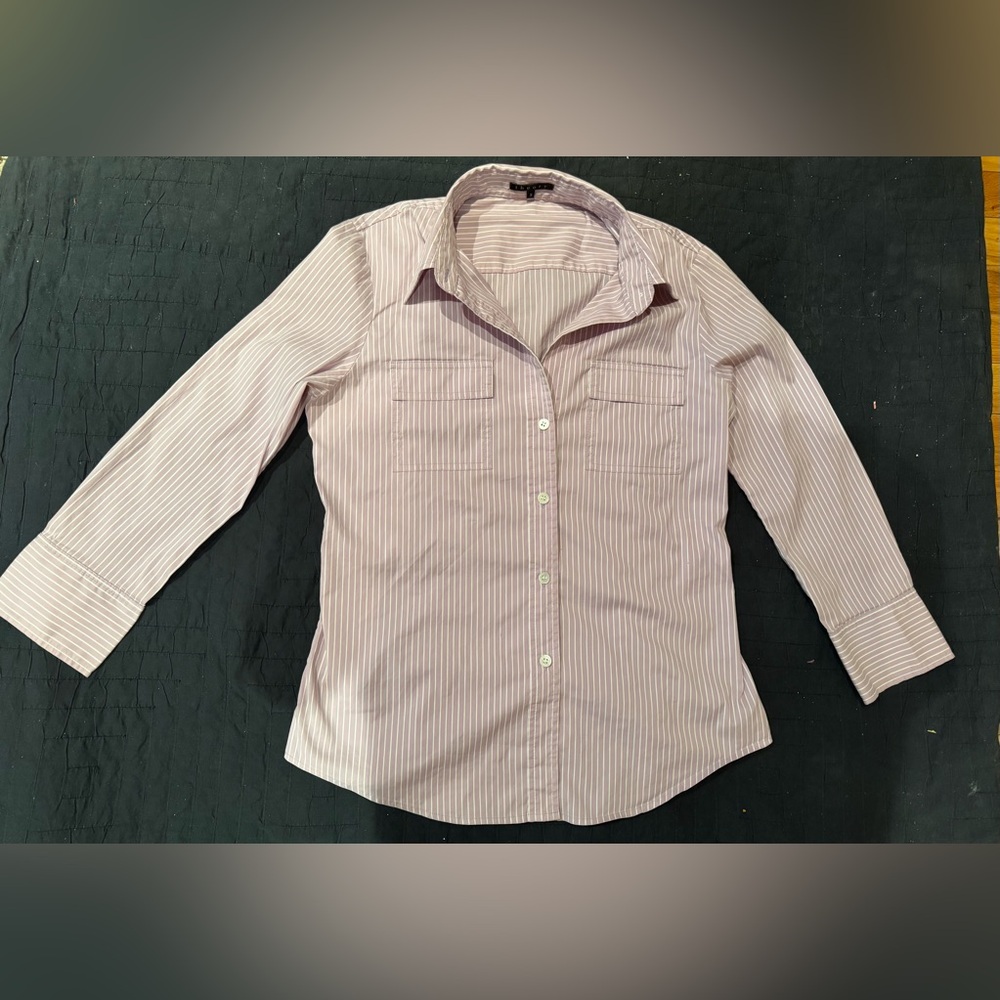 THEORY Pink Striped Cotton Top. Size: S. Made in USA